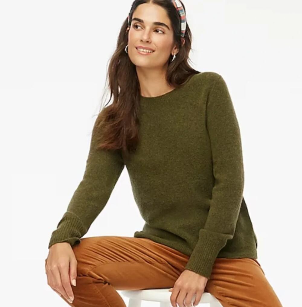 J. Crew Crewneck Sweater Wool Blend Extra-Soft Yarn Loden Green BU223 Size XXS